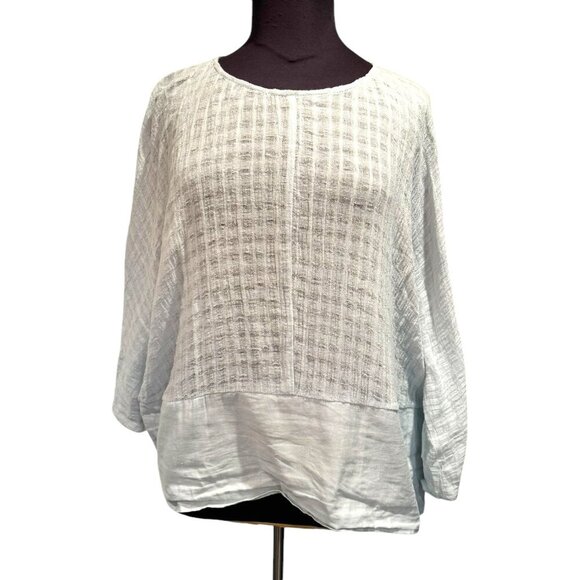 Cynthia Rowley‎ Women's Linen Blouse Blue Long Sleeve Boho style Size 1 X Flowy - Picture 1 of 7